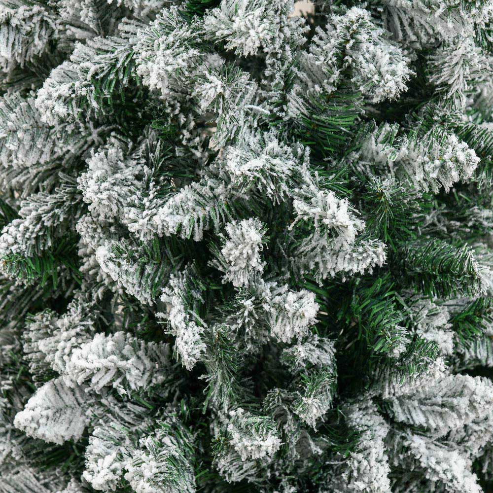 Everglow Green Snow Flocked Artificial Pencil Christmas Tree with Pinewood Base 5ft Image 7