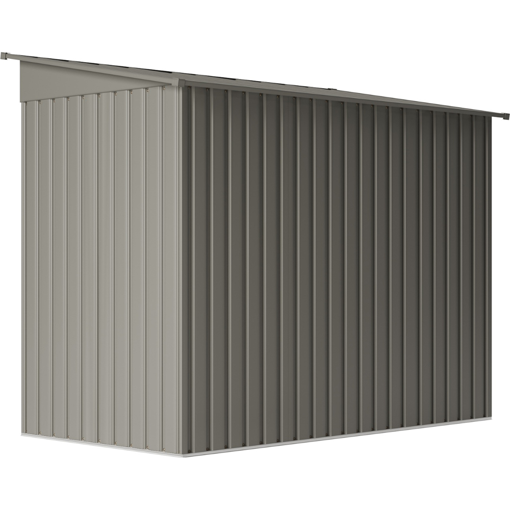Living and Home 4 x 8ft Grey Metal Pent Garden Tool Shed with Foundation Image 3