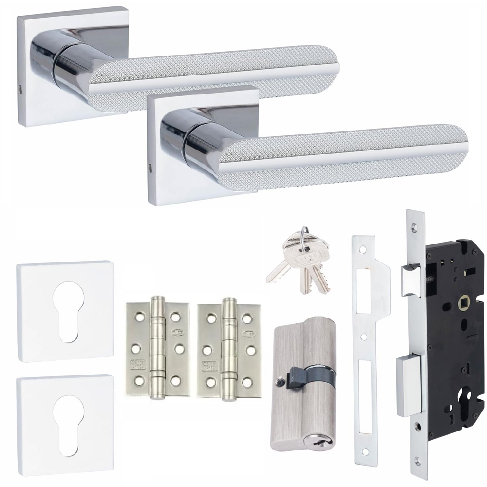 Golden Grace Polished Chrome Modern Lima Euro Lock Set Image 1