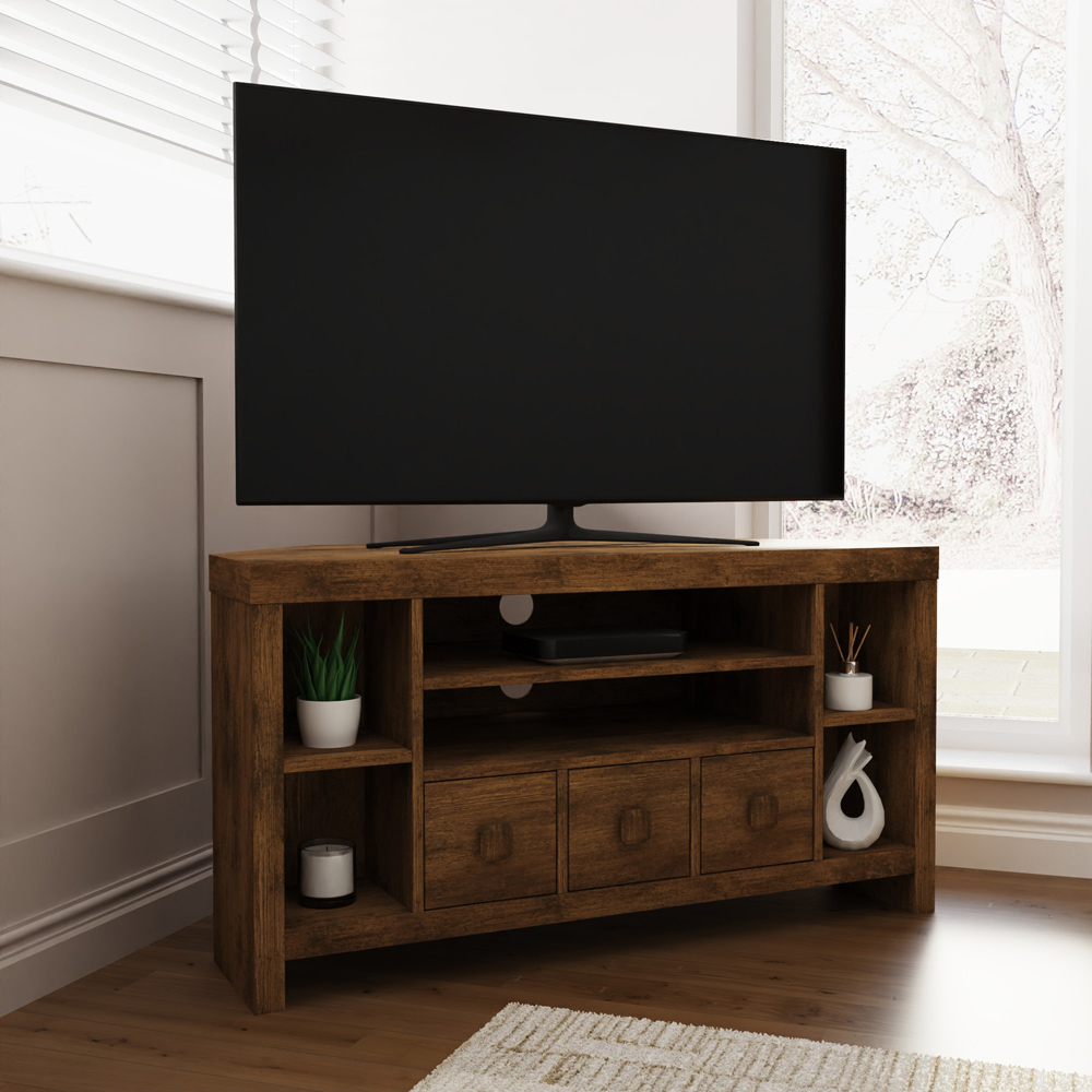 GFW Jakarta 3 Drawer 6 Shelf Mango Yellow Corner TV Unit Image 7