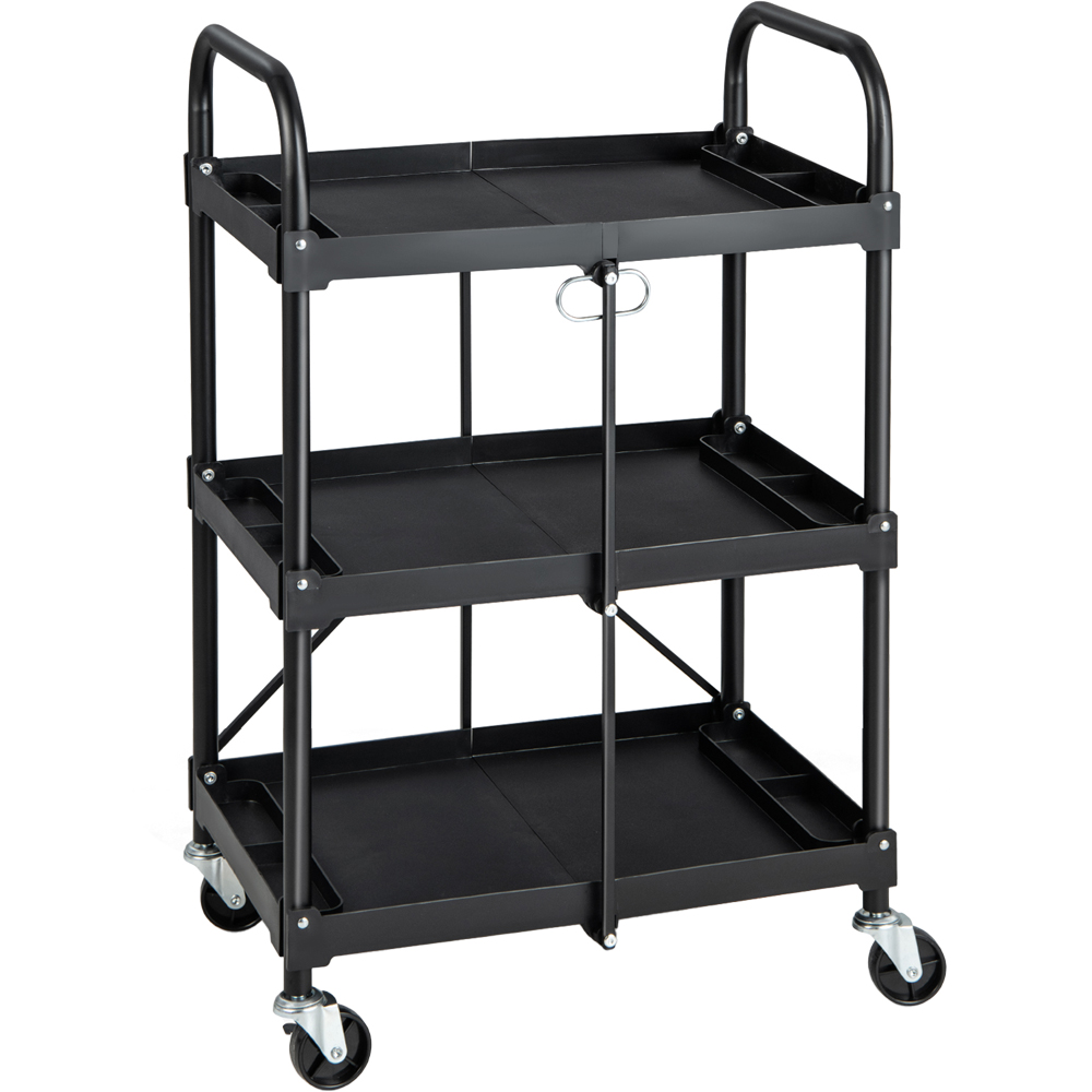 Costway 3 Shelf Folding Tool Trolley with Lockable Wheels Image 1