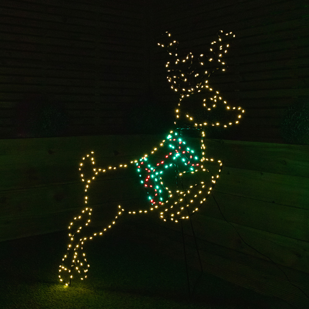 Samuel Alexander 350 Multicoloured LED Light-Up Prancing Reindeer Christmas Decoration 1.1m x 73cm Image 4