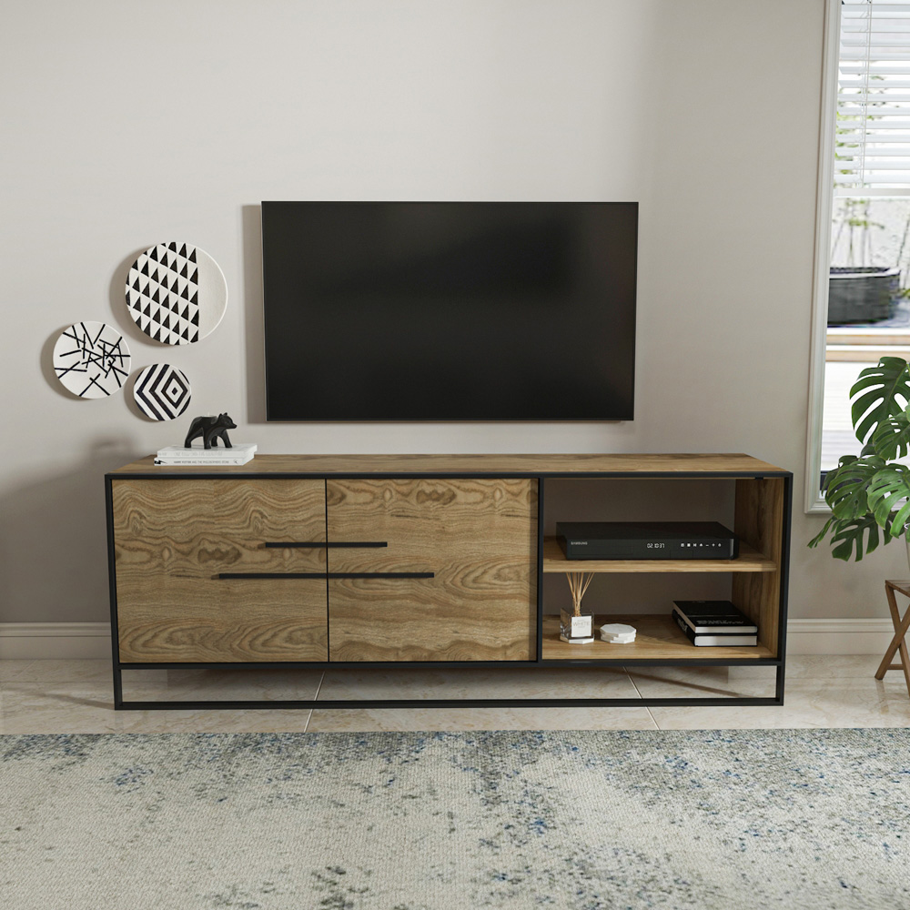 Decorotika Polka 2 Door Oud and Black TV Unit Image 6