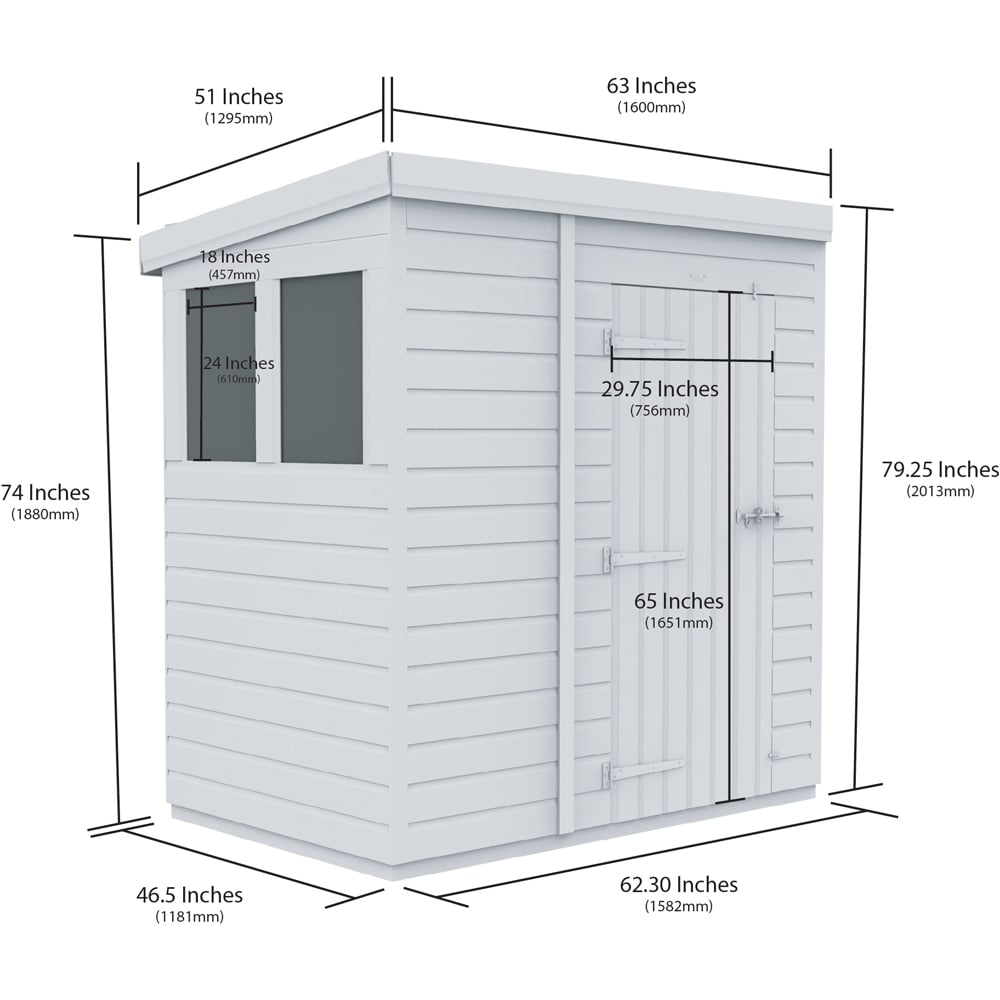 DIY Sheds 5 x 4ft Tongue and Groove Timber Pent Garden Shed Image 9