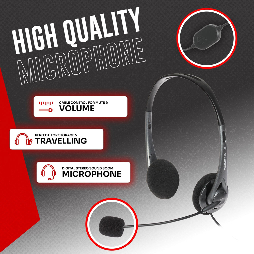 ProSound Stereo USB-A Headset with Boom Microphone Image 6