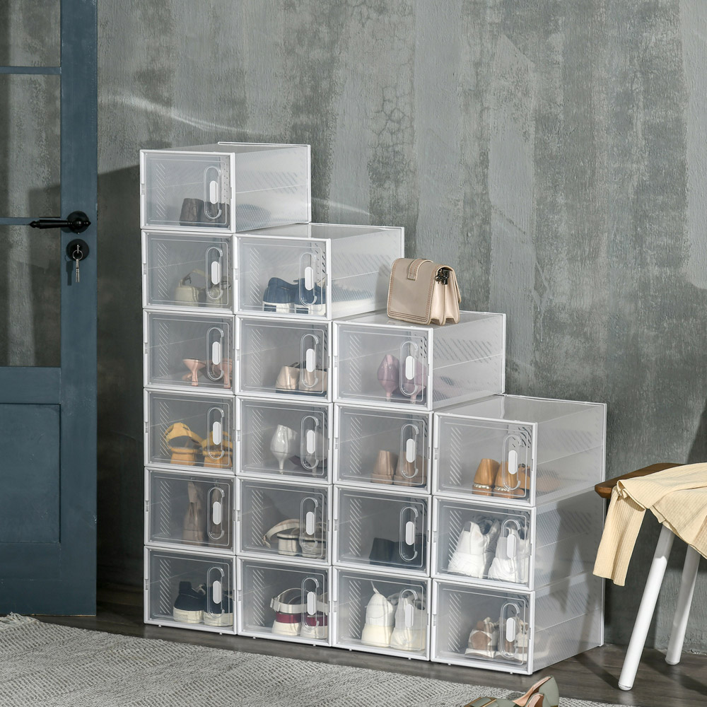 Portland Clear and White Portable Shoe Storage Cabinet Image 2