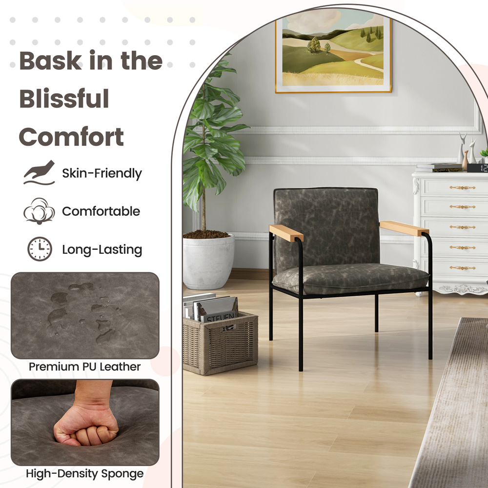 Costway Grey Accent Chair Image 6