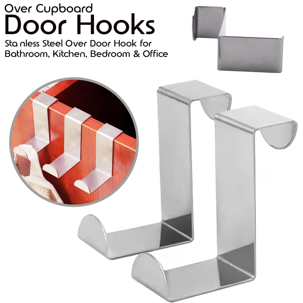 ATEK Stainless Steel Reversible Over Door Hook 10 Pack Image 5