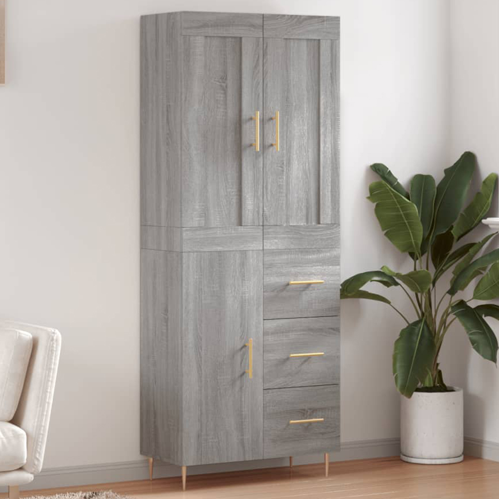 vidaXL 3 Door 3 Drawer Grey Sonoma Highboard Image 1