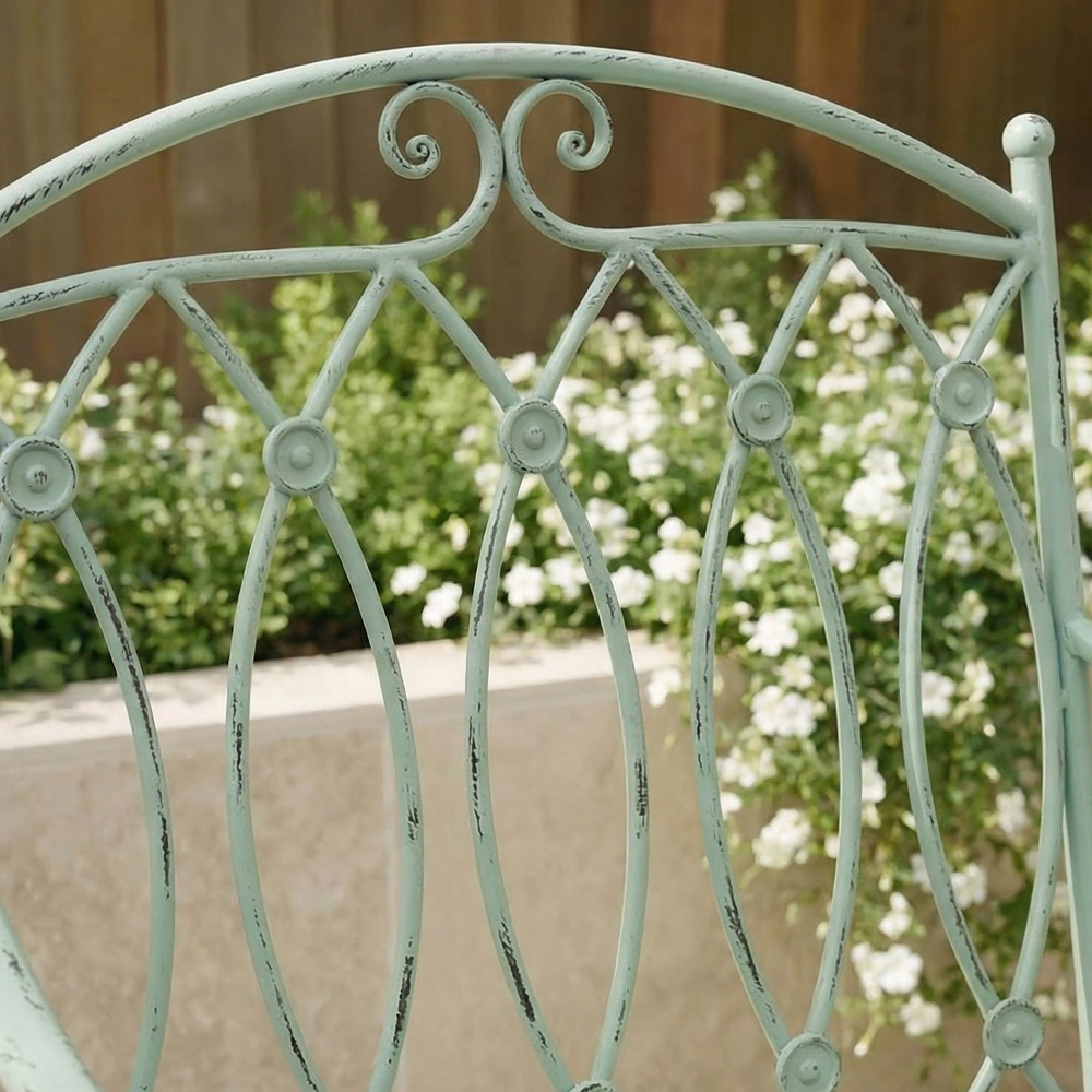 Charles Bentley 2 Seater Heritage Green Decorative Rustic Metal Garden Companion Seat Image 6