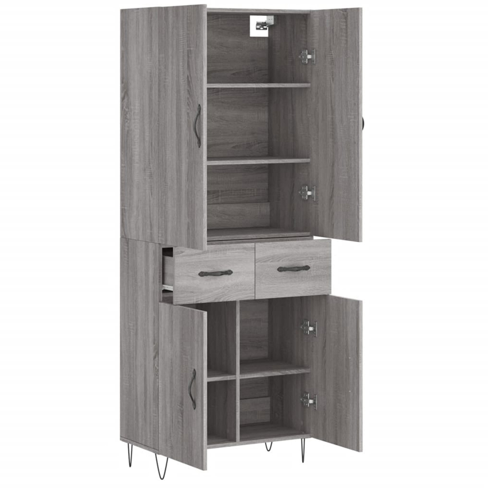 vidaXL 4 Door 2 Drawer Grey Sonoma Highboard Image 4