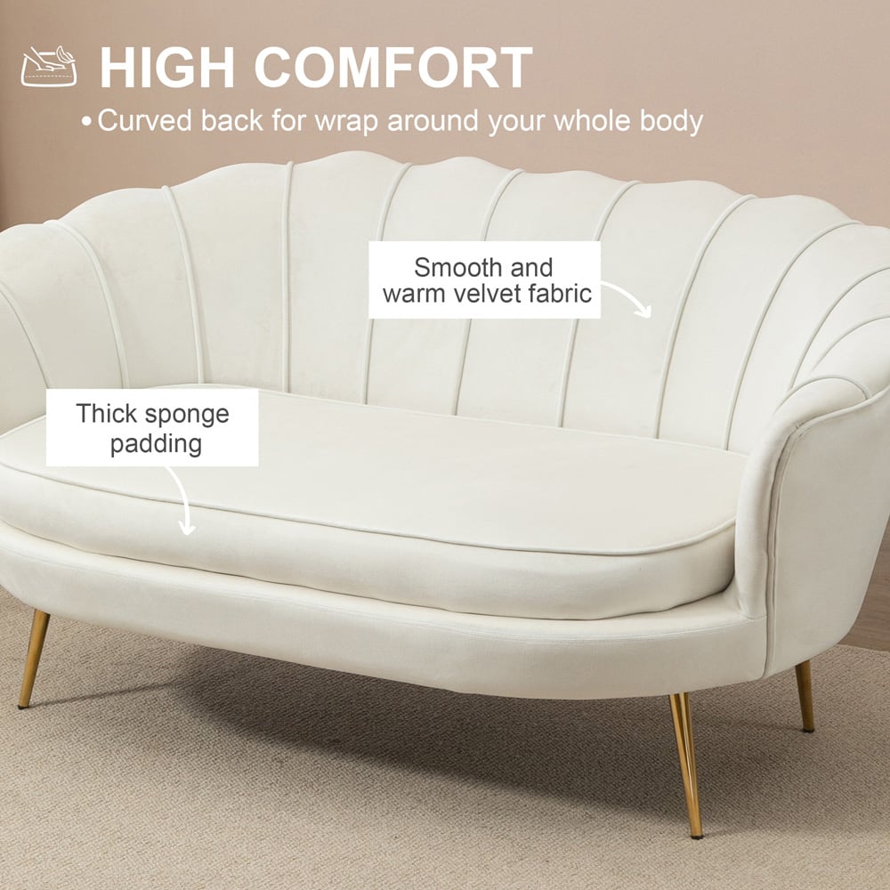 HOMCOM 2 Seater Modern Velvet Loveseat Sofa Image 6