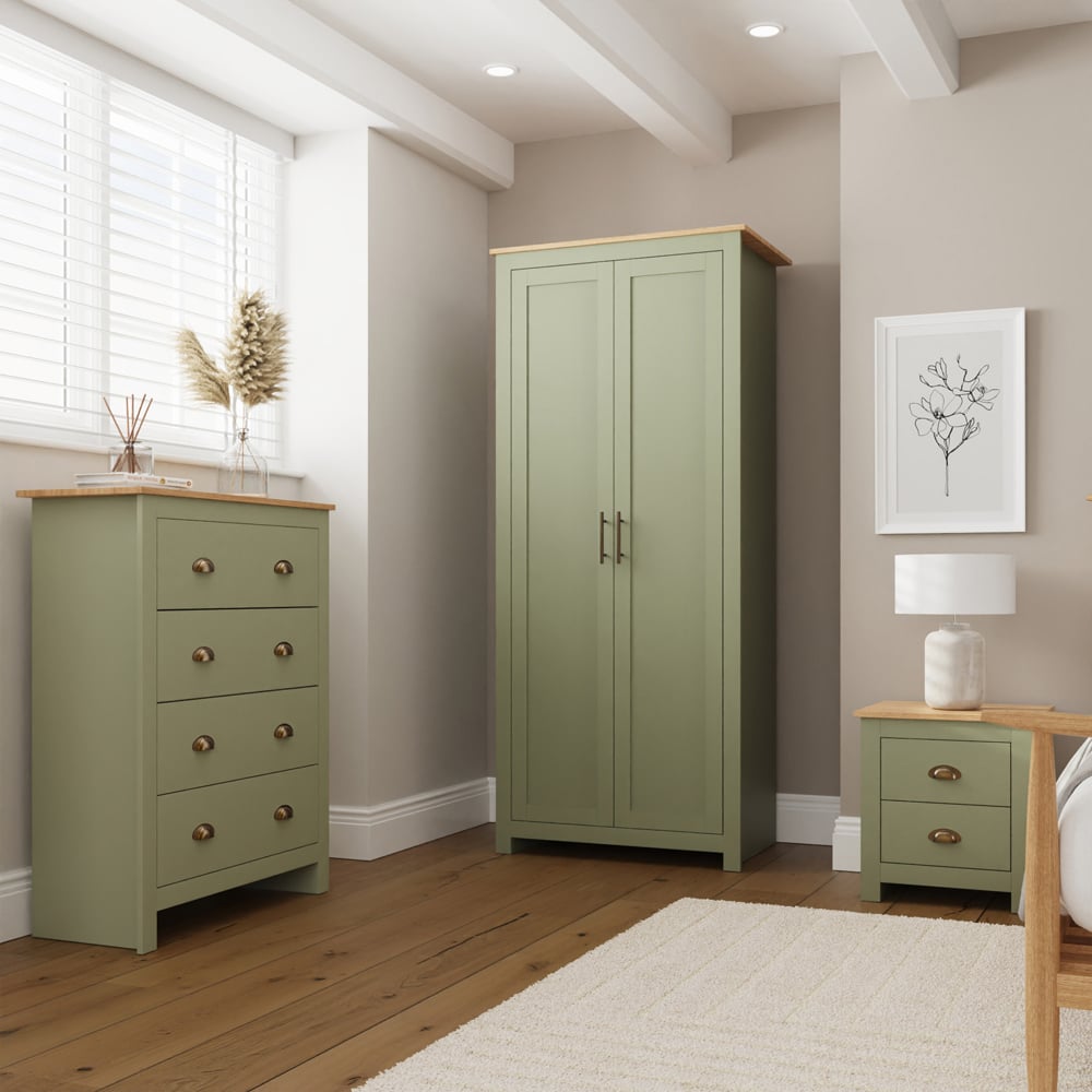 GFW Lancaster Sage Green 3 Piece Bedroom Furniture Set Image 1