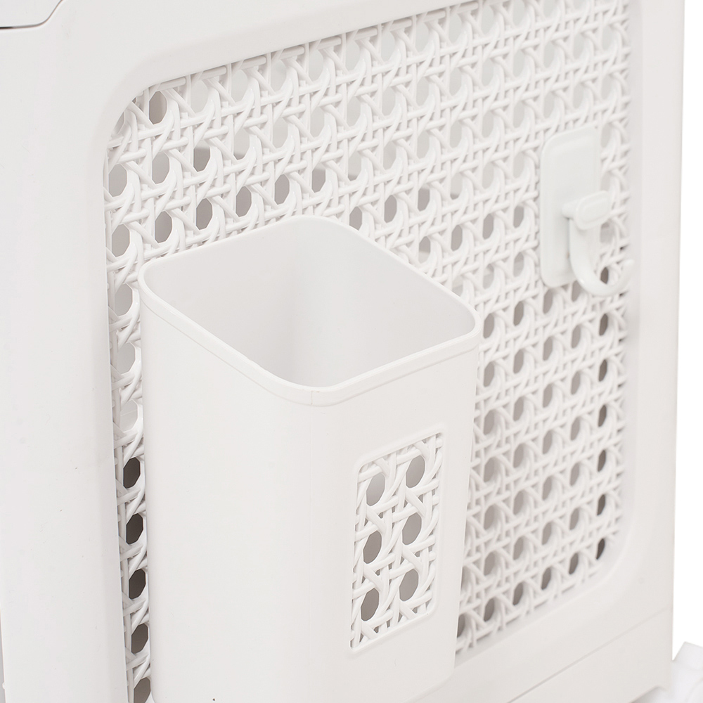 Living and Home 3-Tier White Storage Cart with Pull-Out Baskets Image 4