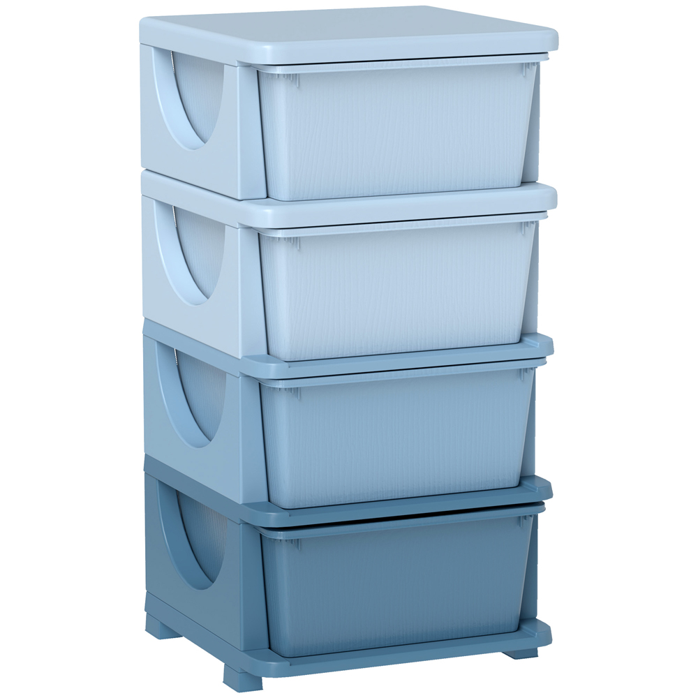 HOMCOM 4 Drawer Blue Kids Chest of Drawers Image 2