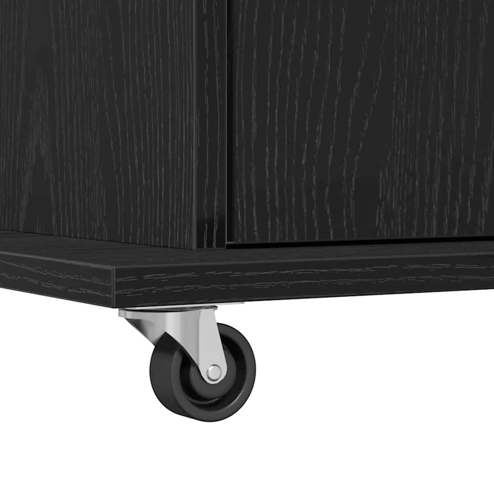 vidaXL Single Door Single Drawer Single Shelf Black Office Podium Image 9