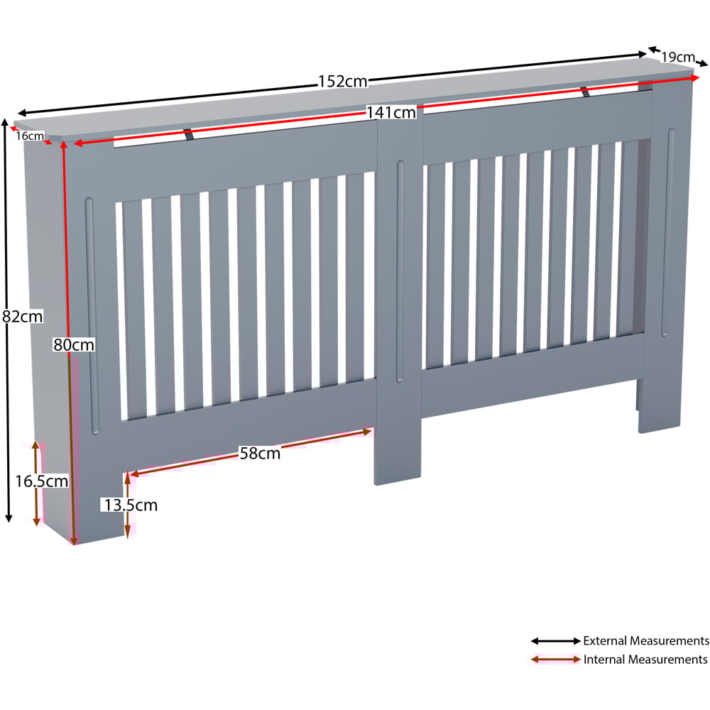 Vida Designs Chelsea Grey Large Radiator Cover Image 8