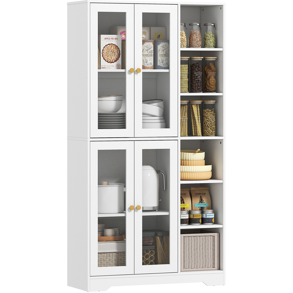 Portland 4 Door 2 Shelf White Freestanding Tall Kitchen Pantry Cupboard Image 2