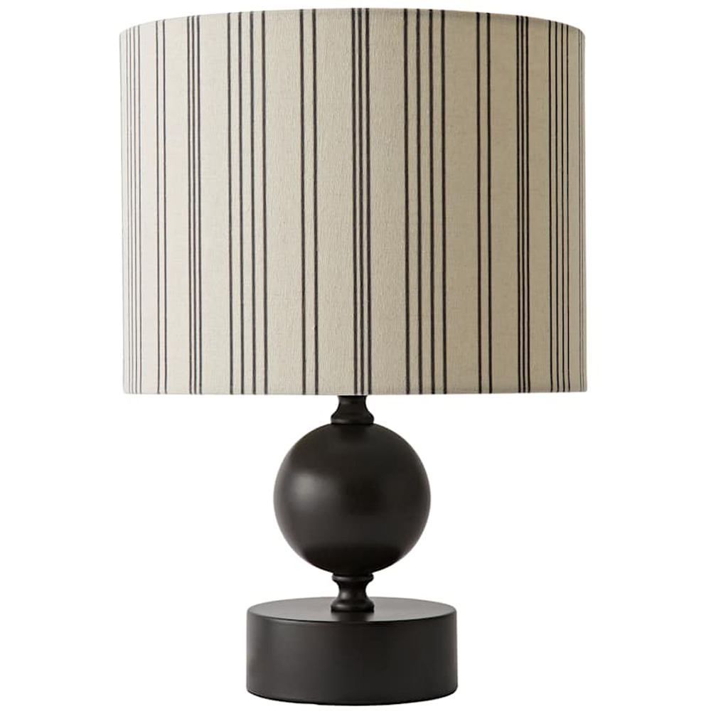 ValueLights Anthony Linen Stripe Shade Candlestick LED Table Lamp with Bulb Image 1