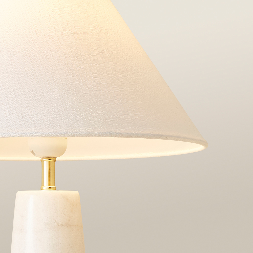 ValueLights Margot White Marble Taper Shade LED Table Lamp Image 3