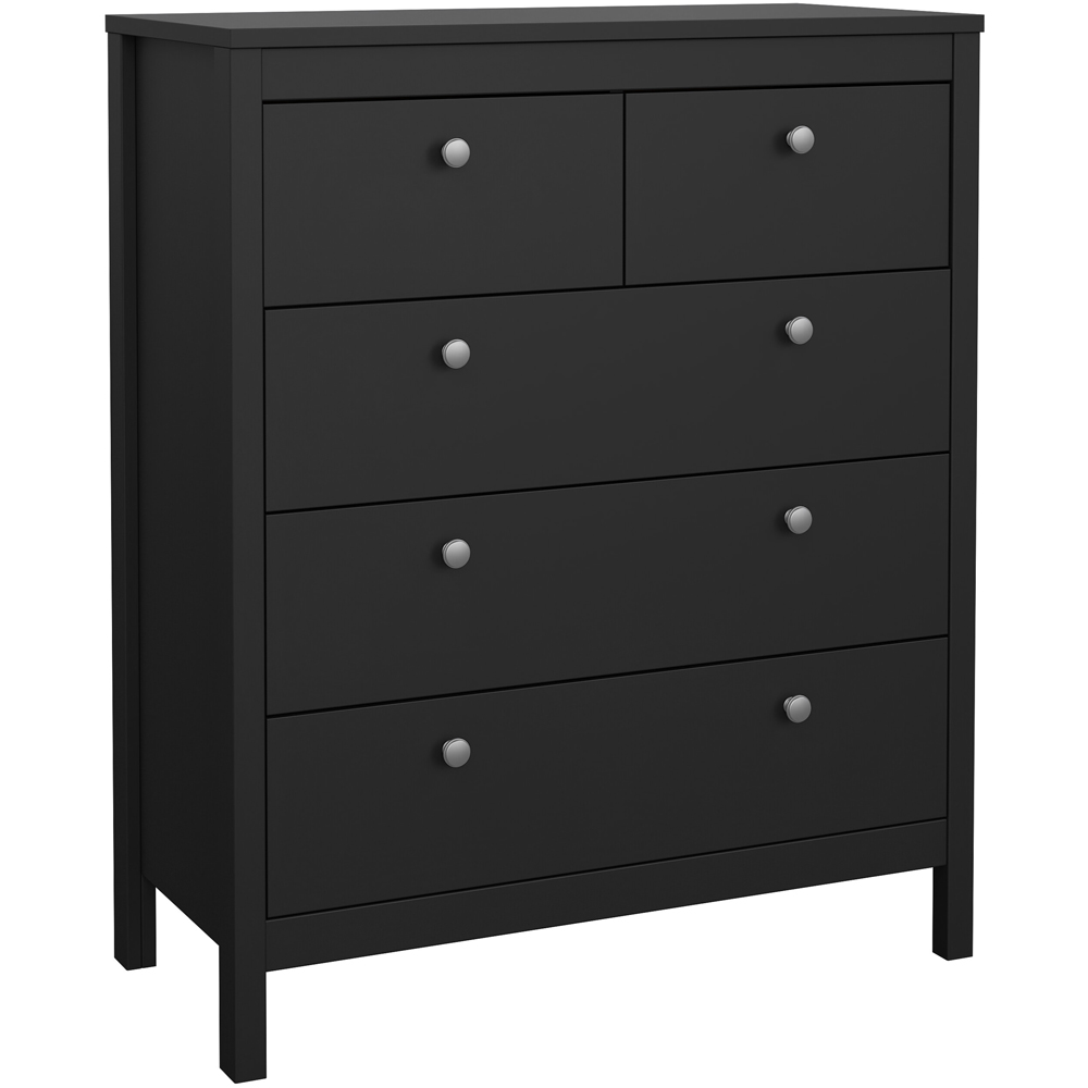 Florence Madrid 5 Drawer Matt Black Chest of Drawers Image 2