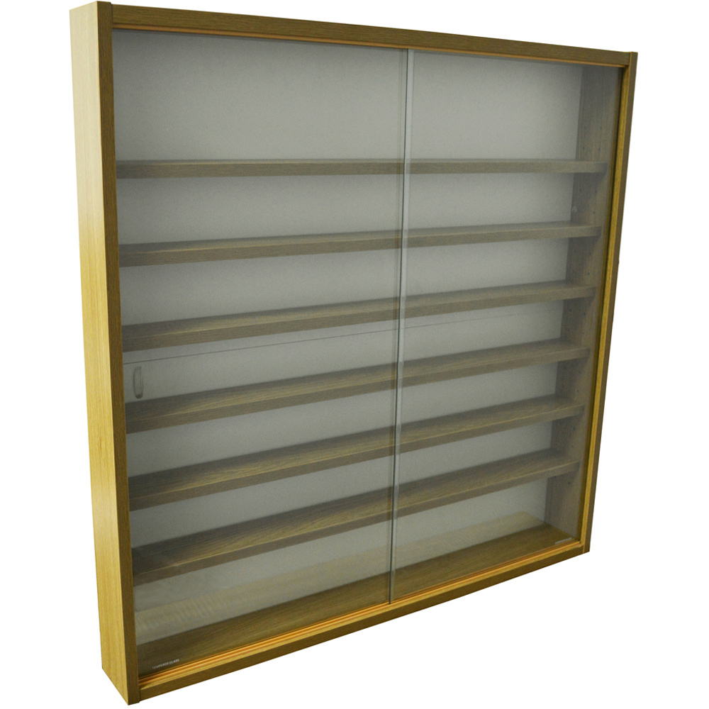 Watsons Reveal 6 Shelf Oak Glass Display Wall Cabinet Image 2