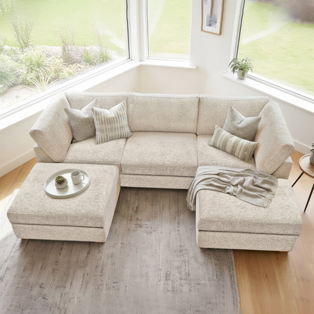 Carina Enzo 5 Seater Cream U-Shape Sofa Image 7