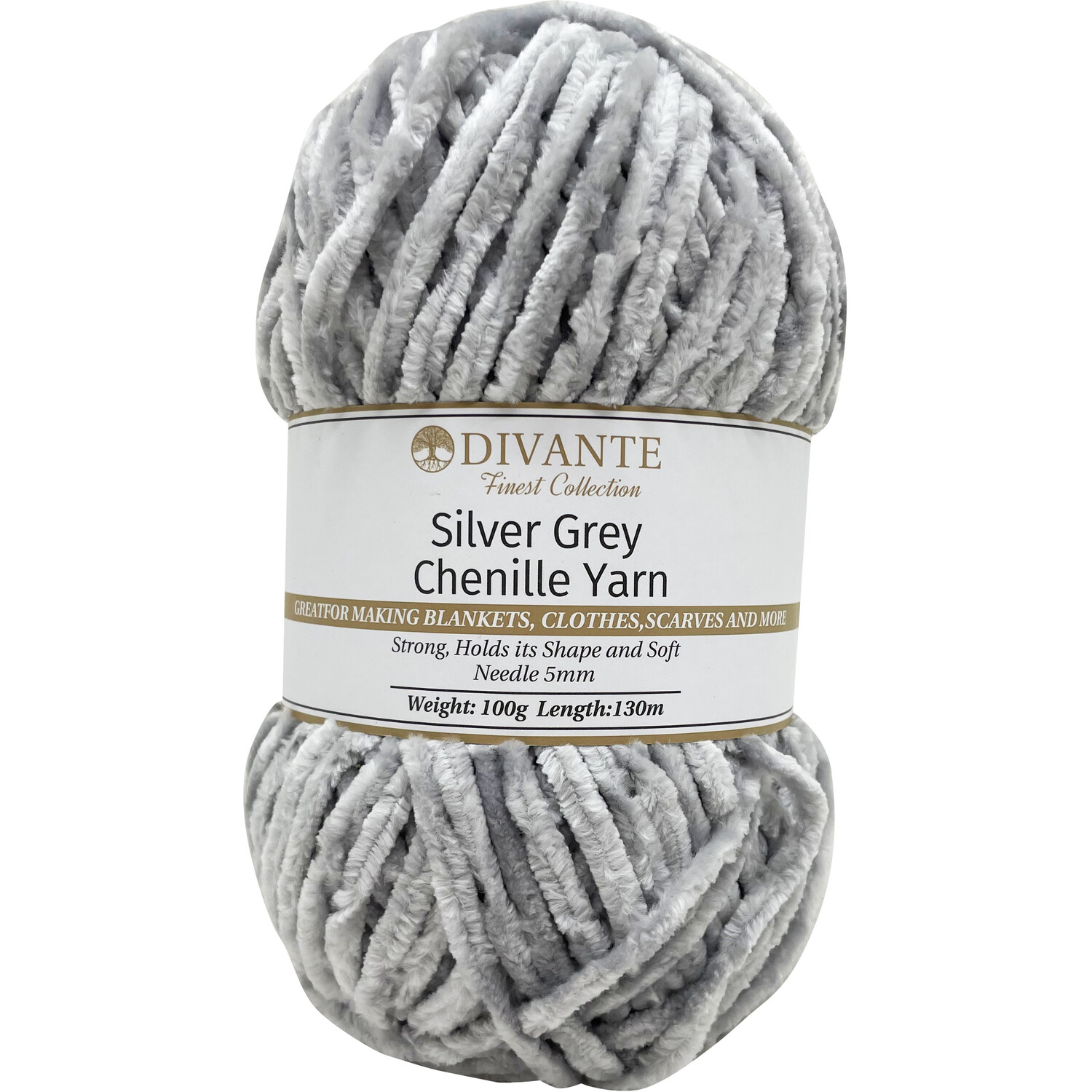 Chenille Yarn Silver Grey Image 1