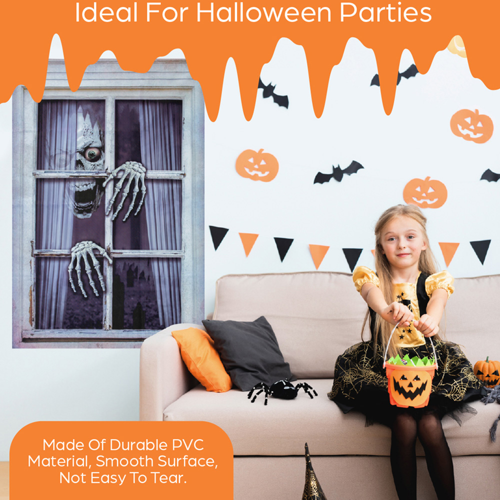 Benross Creepy Skeleton Halloween Window Backdrop 120cm Image 4