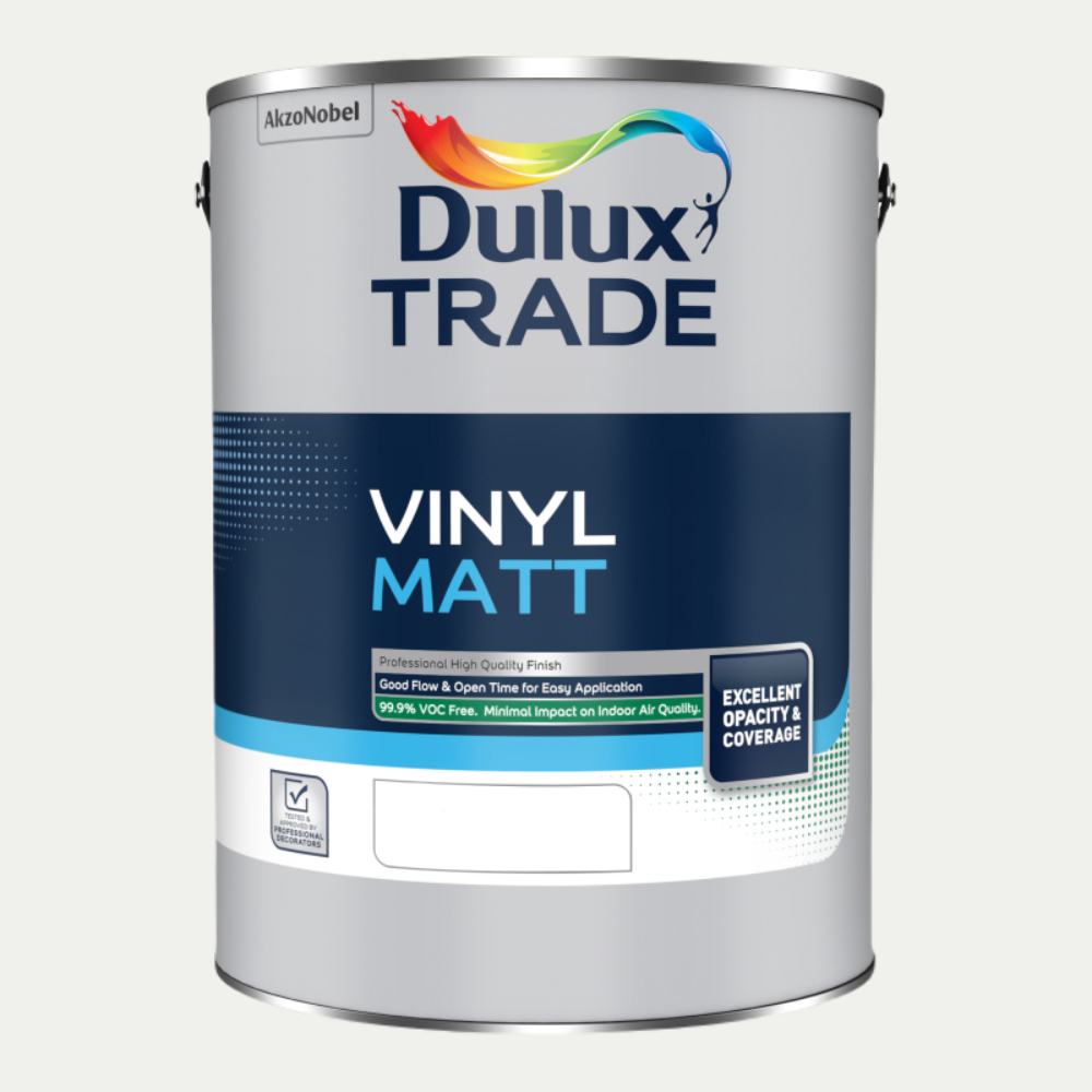 Dulux Trade White Cotton Walls and Ceilings Vinyl Matt Paint 5L Image 2