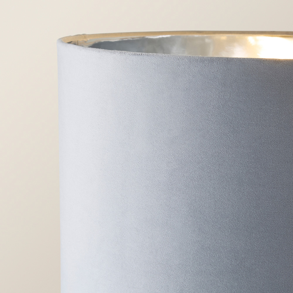 ValueLight Marissa Grey Velvet Chrome Inner Shade Chrome Stacked Ball LED Floor Lamp Image 3