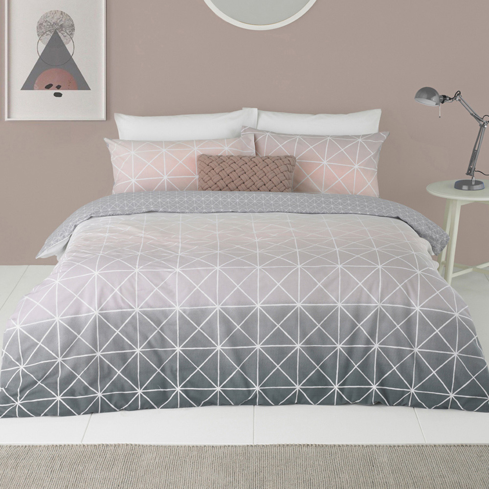 furn. Spectrum Single Pink Gradient Geometric Duvet Cover Set Image 1