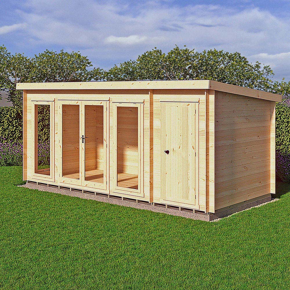 Shire Walsoken 8 x 17ft Dual-Purpose Pent Garden Log Cabin with Integral Storage Image 2