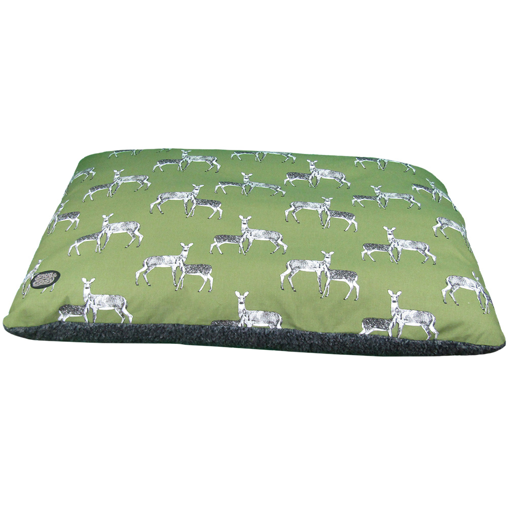 Snug & Cosy Medium Sage Deer Print Dog Lounger Bed Image 1