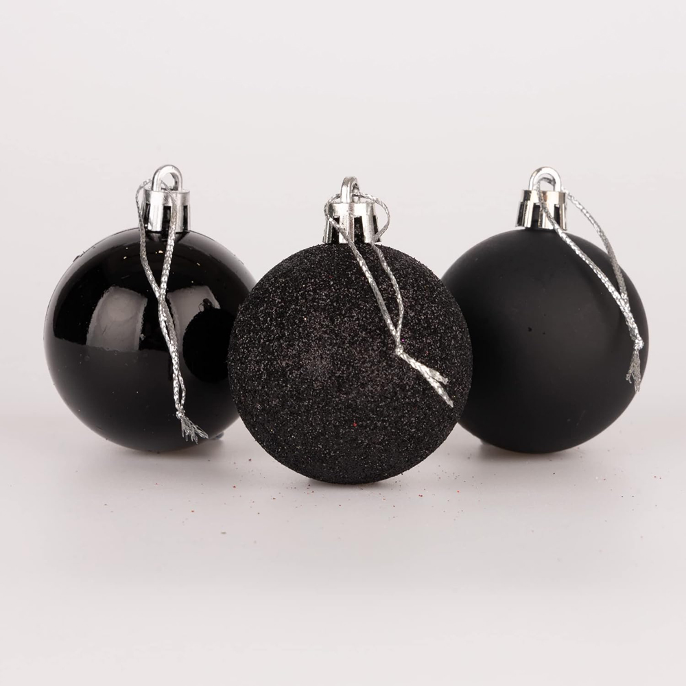 Shatchi Black Shatterproof Christmas Bauble 18 Pack Image 4