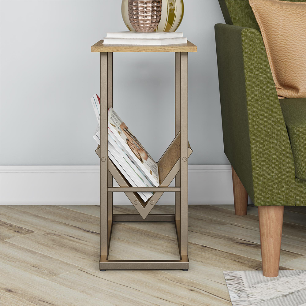 Novogratz Regal 2 Shelf Walnut End Table Image 7