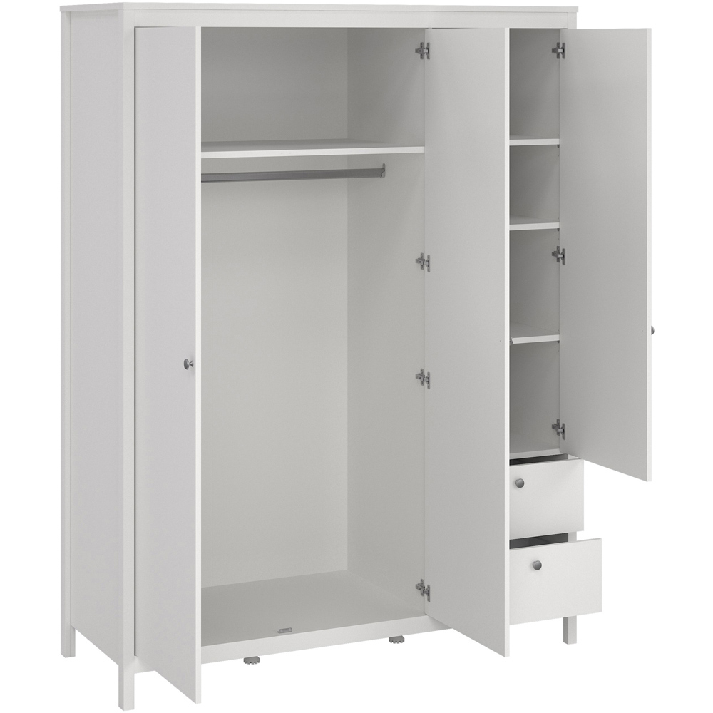 Florence Madrid 3 Door 2 Drawer White Wardrobe with Mirror Door Image 4