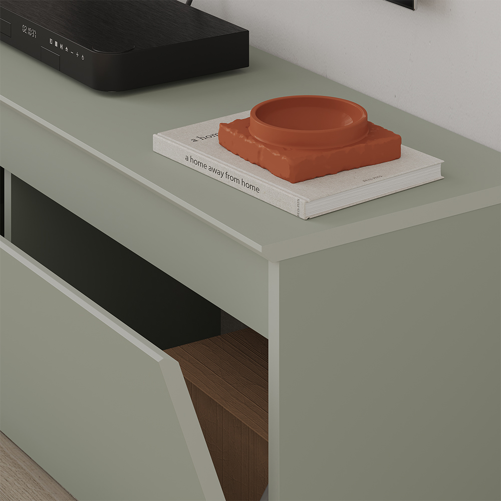 Decortie Sunset Single Door Ash Green TV Lowboard Image 3