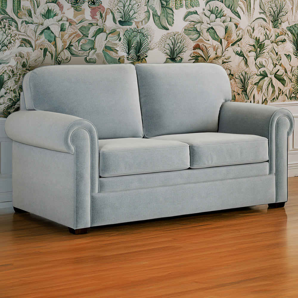 Jay-Be Heritage 2 Seater Brushed Twill Sky Sofa Bed with e-Pocket Mattress Image 1