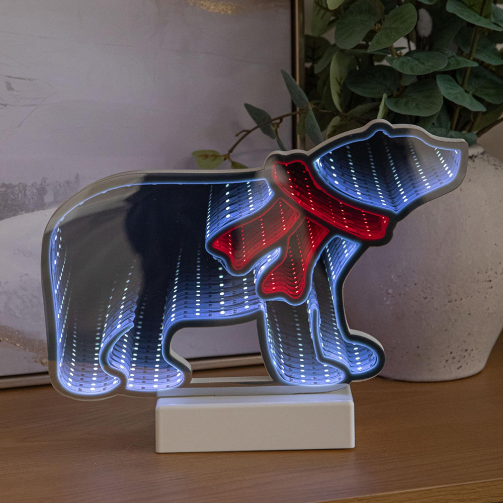 Samuel Alexander Red and White LED Polar Bear Infinity Mirror Christmas Decoration 27cm Image 1