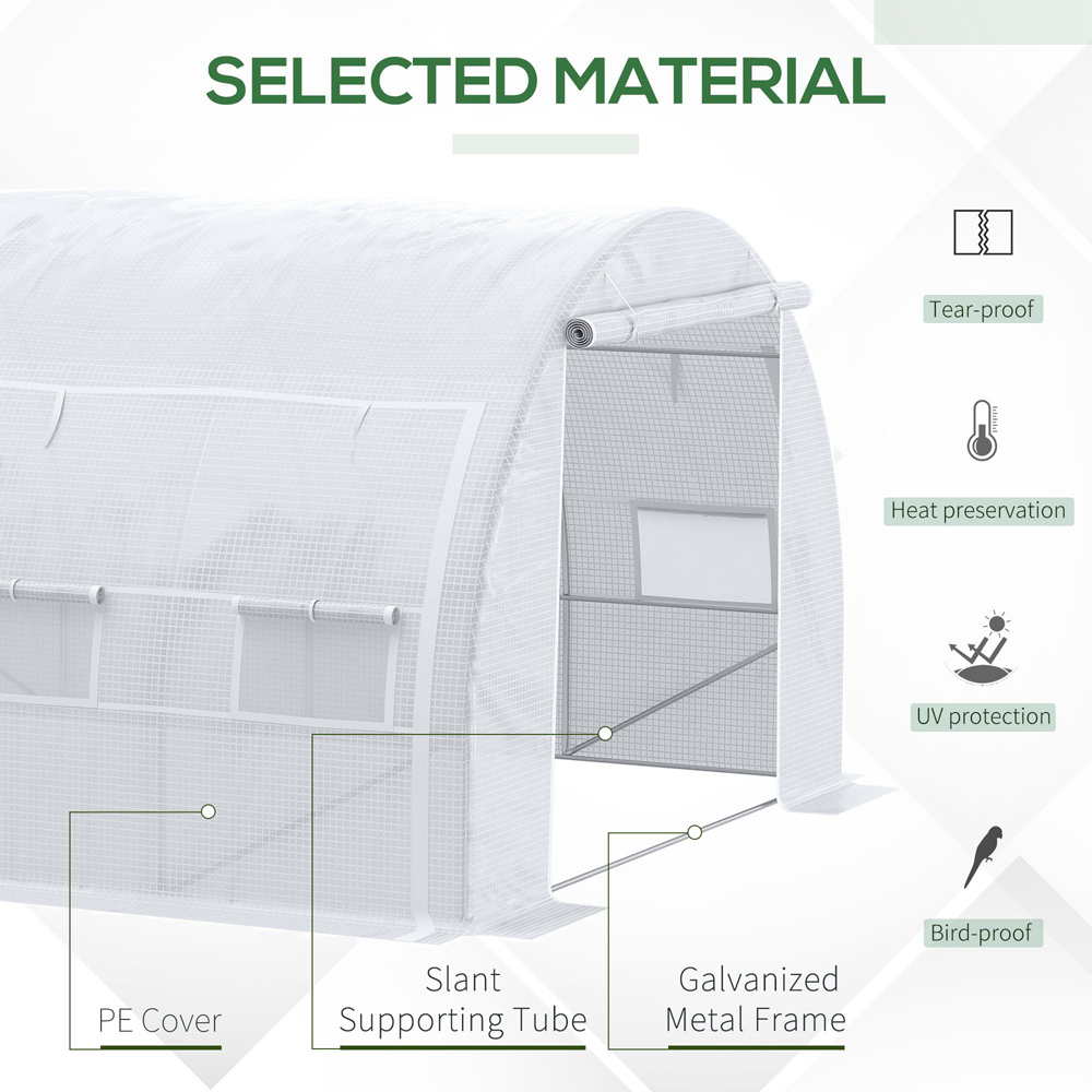 Outsunny White Plastic 10 x 13ft Polytunnel Greenhouse Image 4
