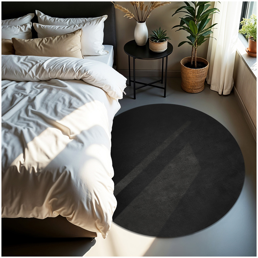 tectake Zonelle Black Short Pile Ultra Soft Rug 120 x 120cm Image 2