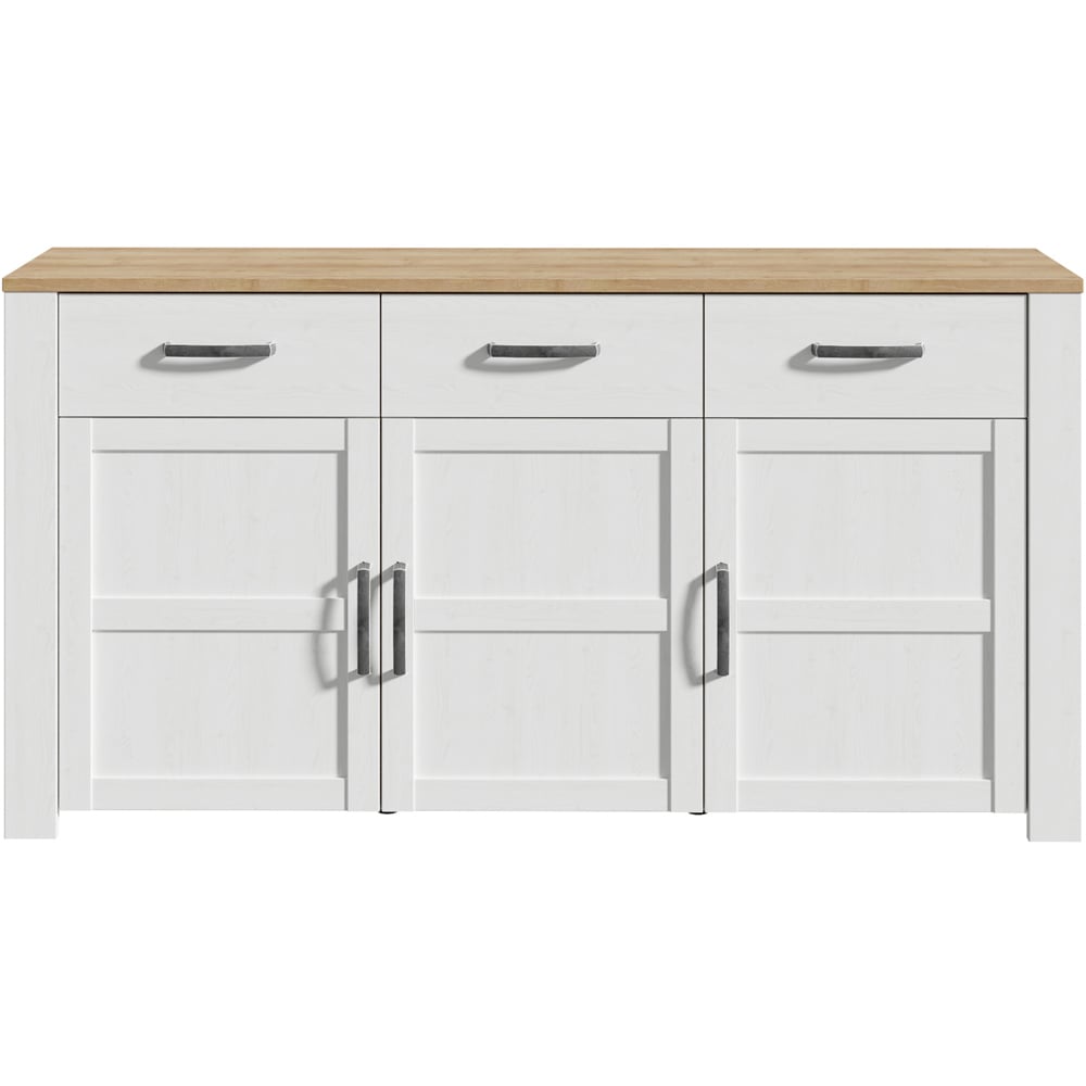 Florence Bohol 3 Door 3 Drawer White Riviera Oak Sideboard Image 3