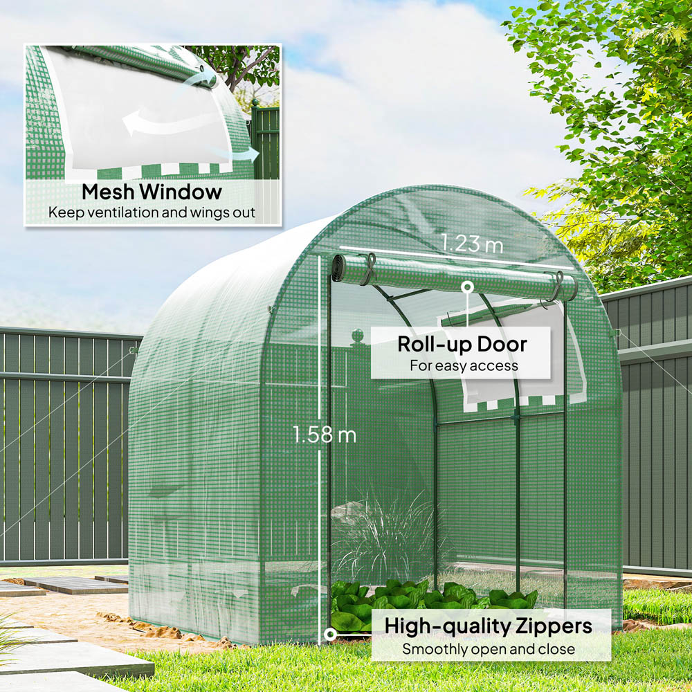 Outsunny Green PE 6 x 6ft Walk In Polytunnel Greenhouse Image 5