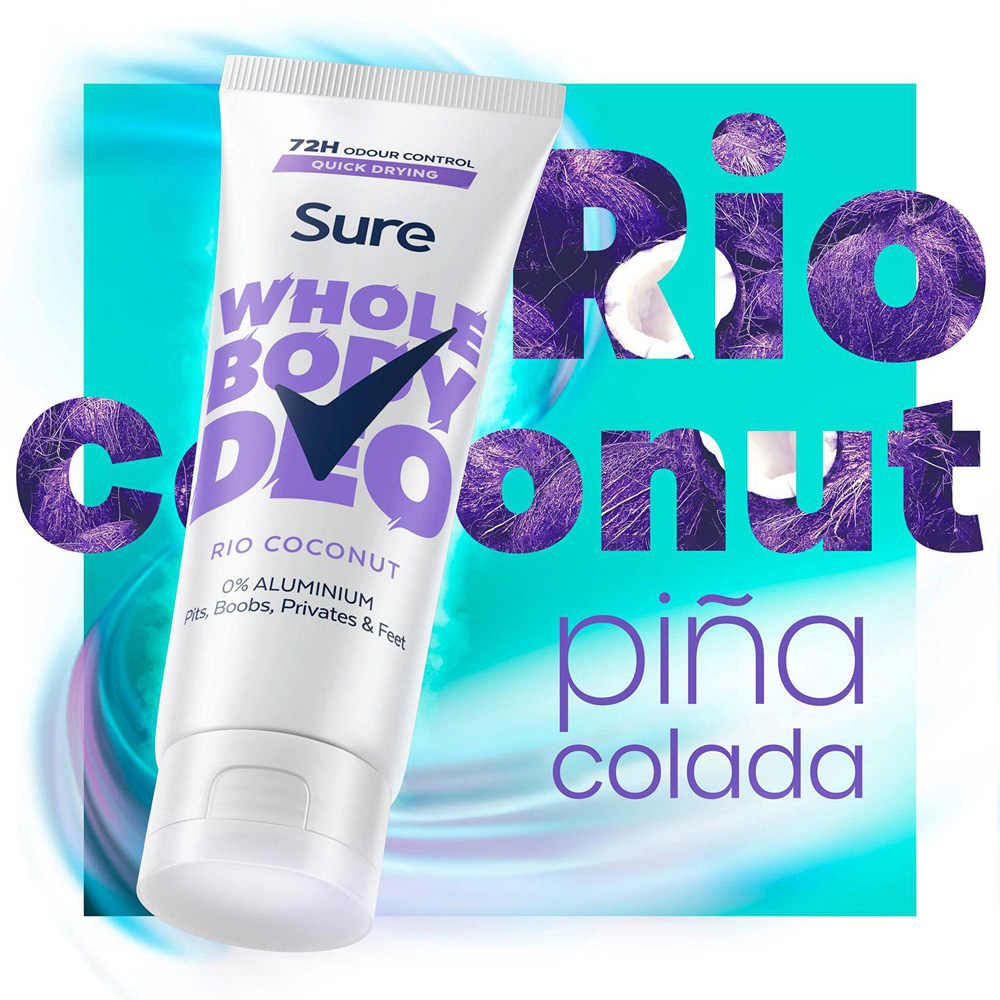 Sure Whole Body Rio Coconut 72H Odour Control Deodorant Cream 75ml 6 Pack Image 6