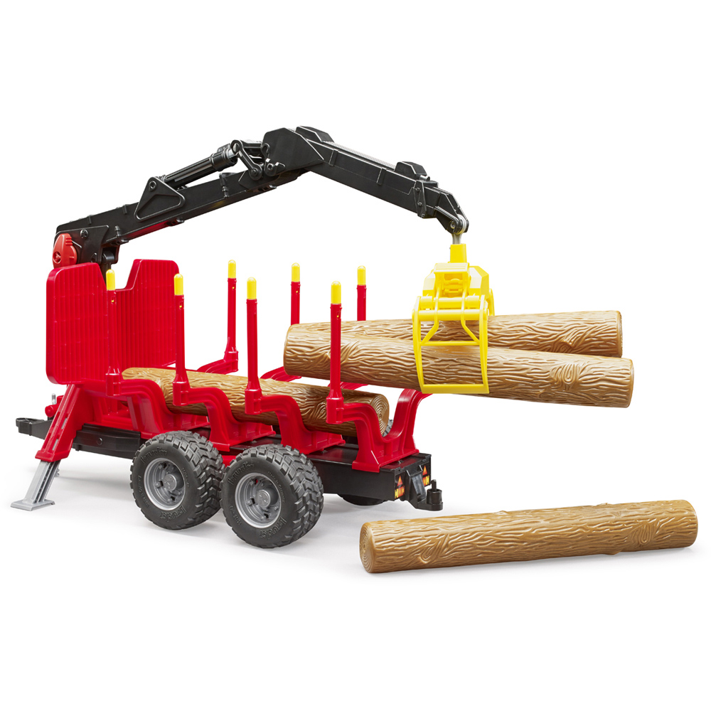 Bruder Kids Forestry Trailer with Loading Crane and 4 Trunks Playset Model Image 5