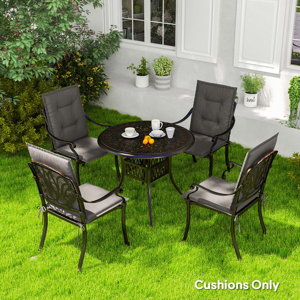 Outsunny Charcoal Grey Garden Chair Cushions 50 x 50cm 4 Pack Image 2