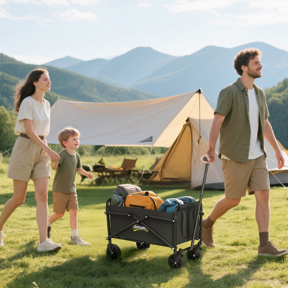 Outsunny 41L Black Heavy Duty Folding Garden Trolley Image 2