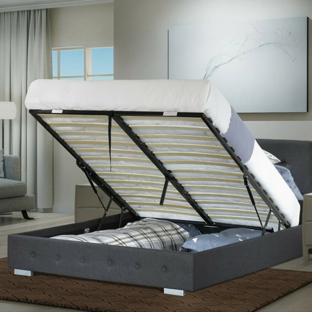Home Treats Single Grey Ottoman Storage Bed Image 4