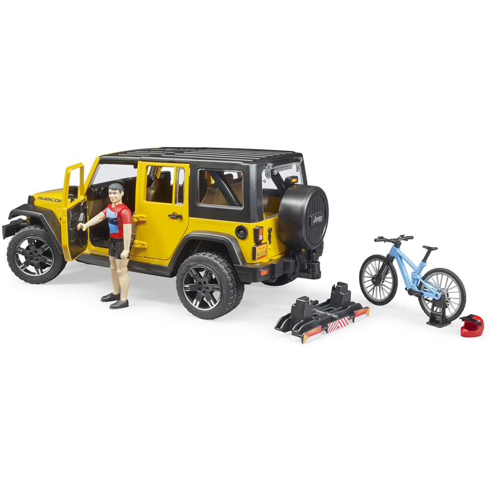 Bruder Kids Jeep Wrangler Unlimited Rubicon with Mountain Bike and Cyclist Playset Model Image 8